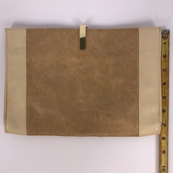 Vintage The Limited Beige and Cream Monochrome Neutral Gold Hardware Clutch - Picture 7 of 11